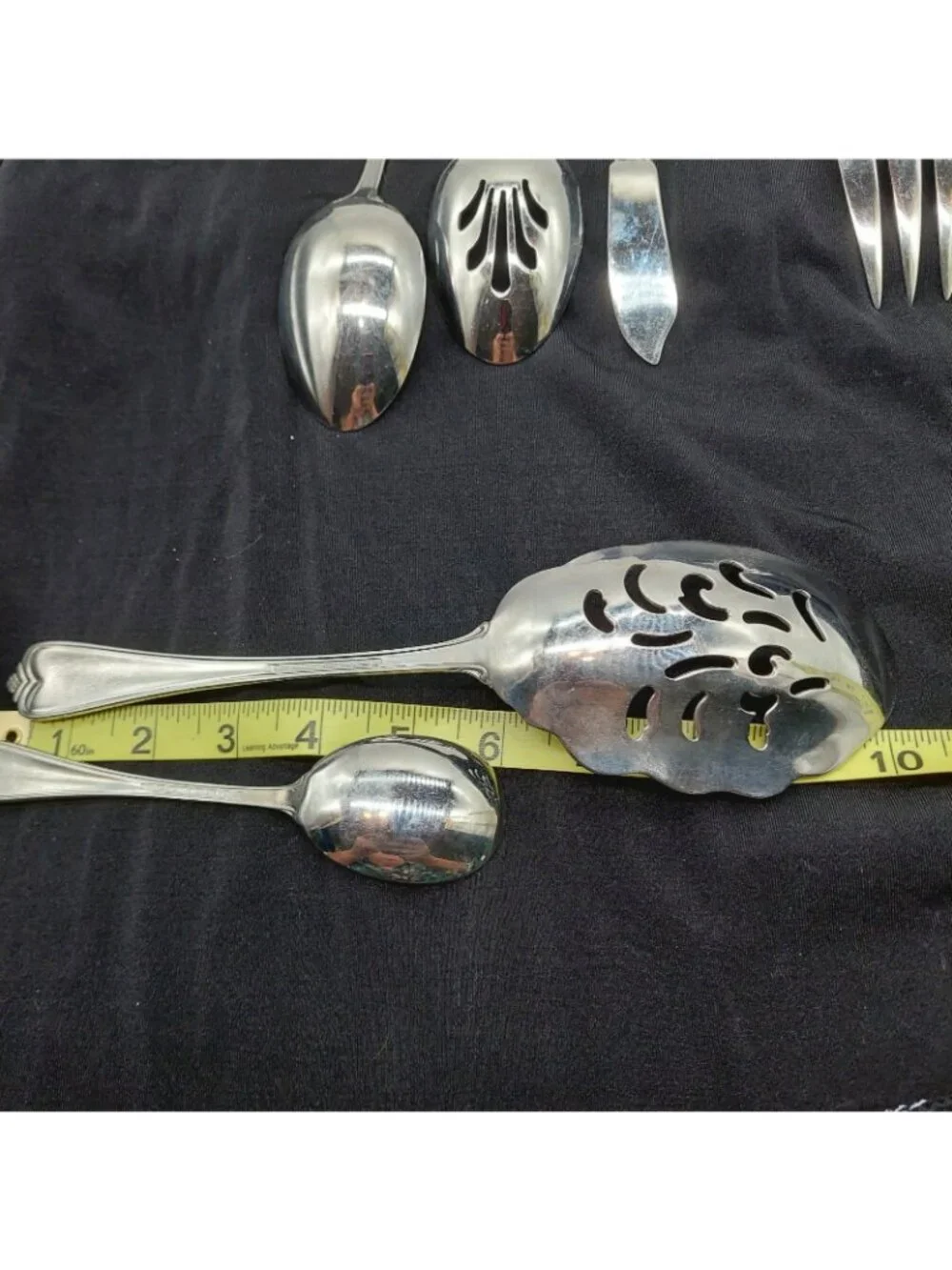 Reed & Barton Stainless Serving Spoons Fork Knife Lot Of 6